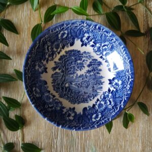 Mini Assiette en Porcelaine Anglaise Motif Paysage Bleu