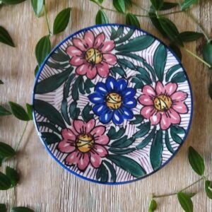 Mini Assiette en Céramique Motifs Fleurs Vintage