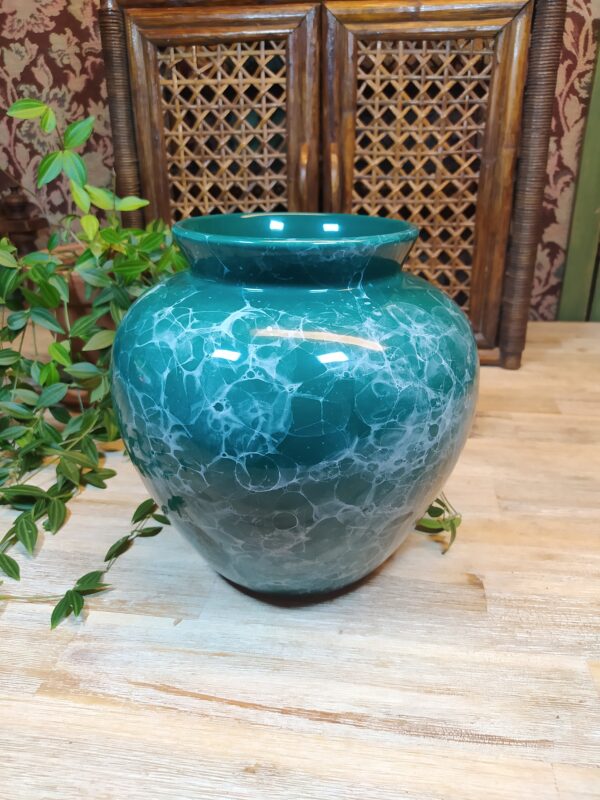 Grand vase boule vert malachite effet marbre vintage brocadabra