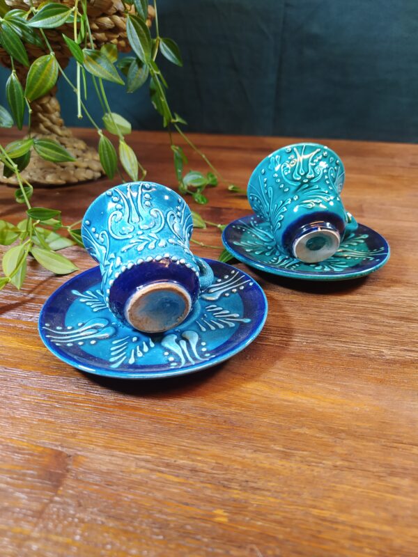 Duo de tasses en céramique peinte à la main poterie turque.