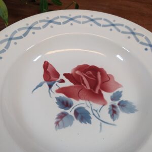 Assiette en porcelaine tons rose/bleu/gris Digoin