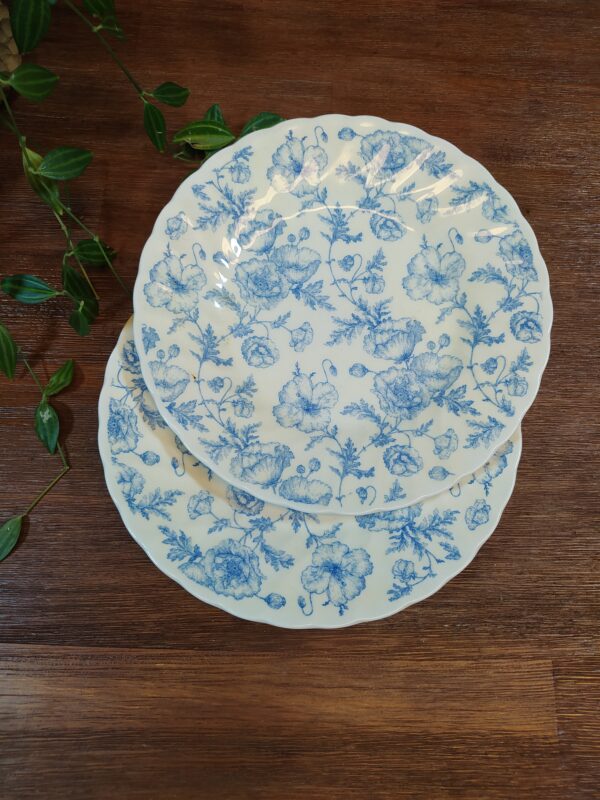 Assiettes en porcelaine anglaise motifs fleurs bleu vintages.