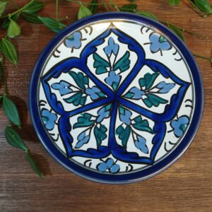 Petite Assiette à Motifs Floraux Orientaux Tons Bleu