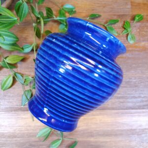 Petit Vase en Céramique Bleu Strié
