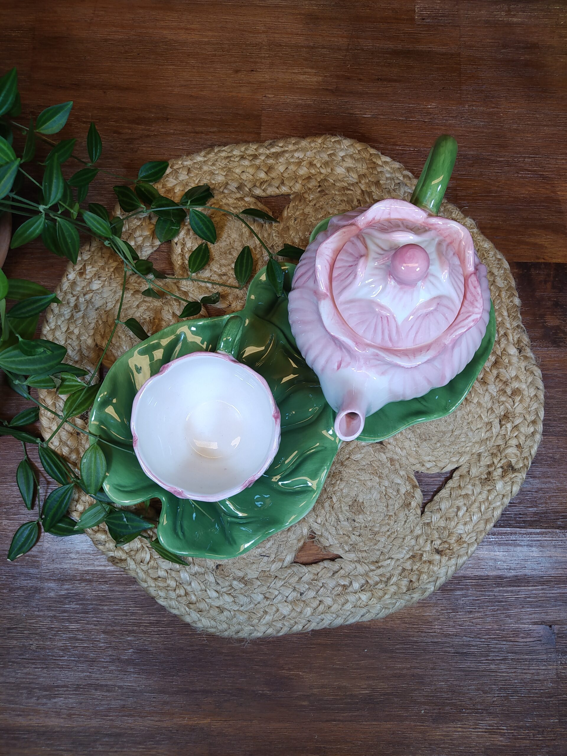 Service théière en céramique nénuphar et fleurs de lotus EDW brocadabra