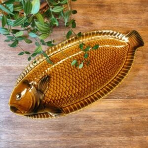 Plat Vintage en Forme de Poisson signé Sarreguemines